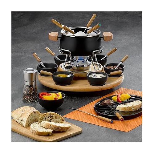  kela fondue set stainless steel / Beech Natura