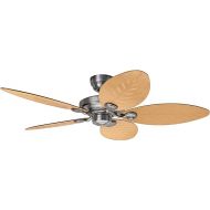 HUNTER Fan Outdoor Elements, 137 cm, Indoor/Outdoor Ceiling Fan with Pull Switch, Raw Aluminium Housing, 5 Reversible Blades in Natural Ruby Red Wicker, for Summer/Winter, Mod. 24325