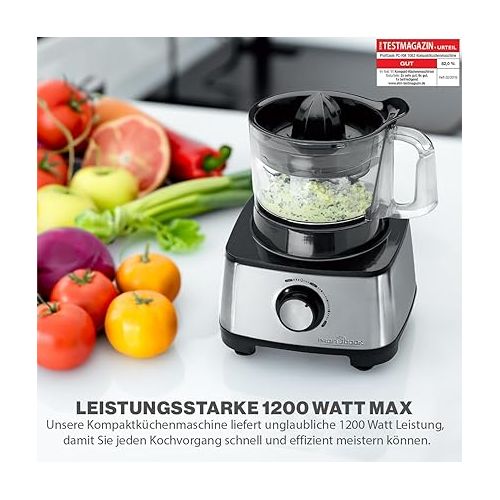  ProfiCook® 3in1 Ku?chenmaschine | Mixer, Kuchenmaschine und Entsafter | 1200W | zum schneiden, raspeln und kneten | Nachfulloffnung | stufenlose Geschwindigkeit | inkl. 11 Zubehorteilen | PC KM 1063