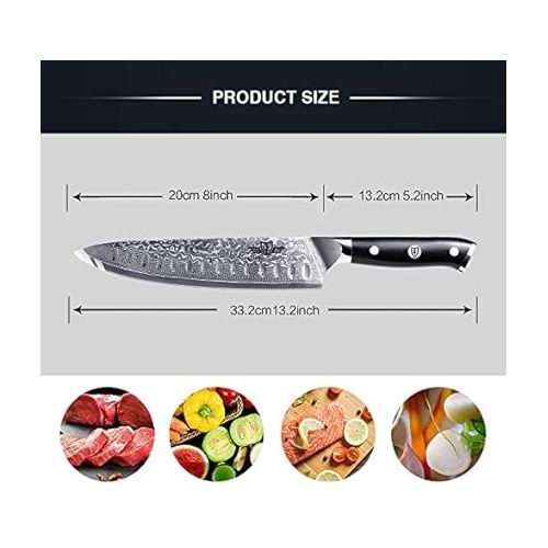  Kitchen Emperor Santoku knife, Damascus knife, kitchen knife, chef's knife, 67 layers, Damascus knife with G10 handle