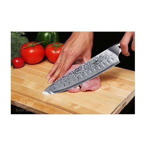  Kitchen Emperor Santoku knife, Damascus knife, kitchen knife, chef's knife, 67 layers, Damascus knife with G10 handle