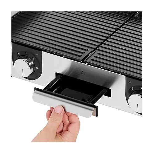  WMF Lono Master Electric Grill 2400 W 2 x Separately Adjustable Grill Surfaces, Table Grill with Outdoor Certification for Barbecue, cromargan