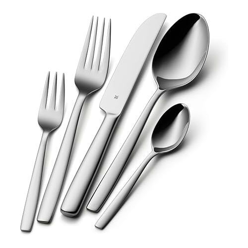  WMF Palma Cutlery Set for 12 People, 60-Piece Cutlery Set, Monobloc Knives, Polished Cromargan Stainless Steel, Glossy, Dishwasher Safe