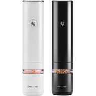 ZWILLING ENFINIGY Electric Salt & Pepper Mill with Ceramic Grinder & LED Lighting, USB Rechargeable, 2-Piece Set: Black & White