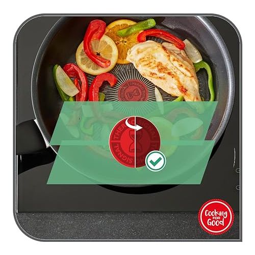  Tefal C38804 24cm Hard Titanium Essential Frying Pan with Titanium Particles, Non-Stick Coating and Temperature Display, Dishwasher Safe, Black