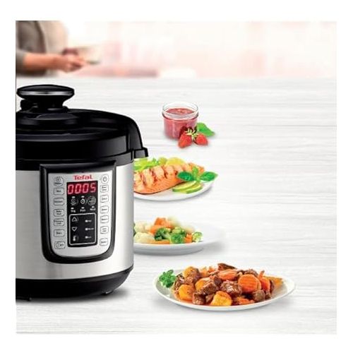  Tefal CY505E Fast & Delicious Multicooker | Electric Pressure Cooker | 6L Capacity | 25 Automatic Programs | Up to 80% Faster Cooking | Energy Saving | Recipe Book | 1200W | Stainless Steel