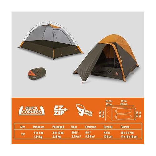  Kelty Grand Mesa 2P or 4P Backpacking Tent - 3 Season Camping, Thru Hiking Shelter, Aluminum Pole Frame, Single Door + Vestibule, 2024 Model