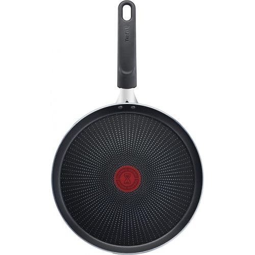  Tefal C38510 XL Force Crepe Pan 25 cm Non-Stick Coating Resistant Thermal Signal Diffusion Base Pan Base Extra Wide Shape Sturdy Handle Not Suitable for Induction Cookers Black