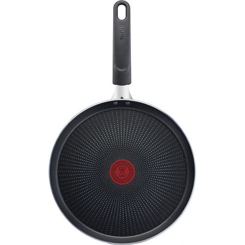  Tefal C38510 XL Force Crepe Pan 25 cm Non-Stick Coating Resistant Thermal Signal Diffusion Base Pan Base Extra Wide Shape Sturdy Handle Not Suitable for Induction Cookers Black