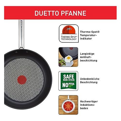  Tefal A70404 Duetto stainless steel pan suitable for induction cookers, 28 cm