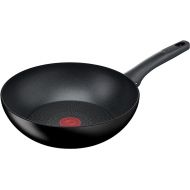 Tefal G28819 Hard Titanium On Wok Pan 28 cm Aluminium Safe Non-Stick Coating Thermal Signal Temperature Indicator Suitable for All Hobs Suitable for Induction Cookers Black