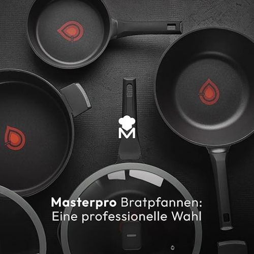  MasterPRO Gastro Reeco | Set of 3 Frying Pans with 20, 24 and 28 cm Diameter | Heatdot | Recycled Cast Aluminium | Non-Stick Coating | Soft Touch Handle | For All Cooking Environments and Hobs