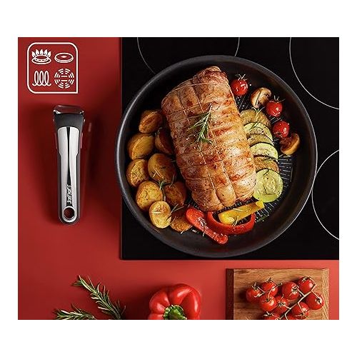  Tefal L39591 Ingenio Unlimited | Stackable | Non-Stick Coating | Suitable for Induction Cookers | Thermal Signal Temperature Indicator | Black | 3-Piece Set