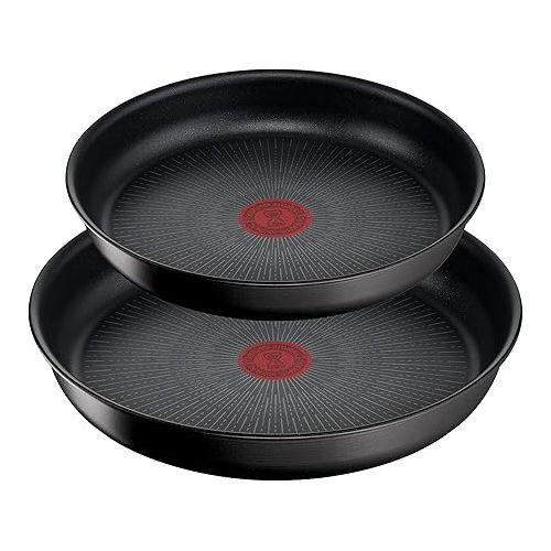  Tefal L39591 Ingenio Unlimited | Stackable | Non-Stick Coating | Suitable for Induction Cookers | Thermal Signal Temperature Indicator | Black | 3-Piece Set