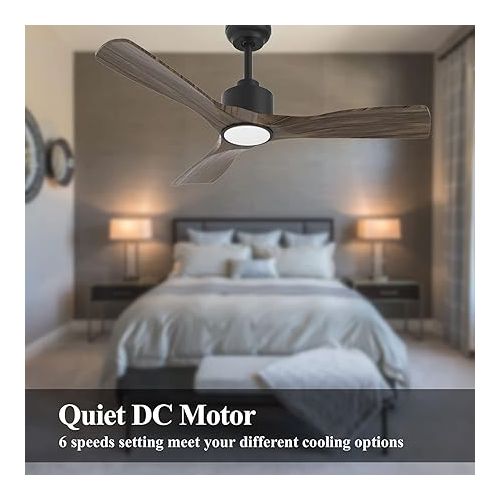  OFANTOP Ceiling Fan with Lighting, 132 cm Ceiling Fan with Light, 35 W Quiet DC Motor, Wi-Fi and Voice Control, 3 ABS Blades for Bedroom, Living Room
