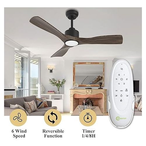  OFANTOP Ceiling Fan with Lighting, 132 cm Ceiling Fan with Light, 35 W Quiet DC Motor, Wi-Fi and Voice Control, 3 ABS Blades for Bedroom, Living Room