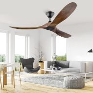 XSGDMN Ceiling Fan with Remote Control, Ceiling Fan without Light, DC Ceiling Fan, Wood, 6-Stage Reversible Quiet DC Motor for Bedroom, Living Room, Farmhouse, Porch (132 cm / 52 inches)