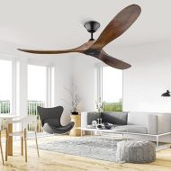XSGDMN Ceiling Fan without Light, DC Ceiling Fan Wood, Ceiling Fan with Extension Rod, 6-Level Reversible Quiet DC Motor for Farmhouse, Porch, Outdoor, Balcony