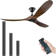 XSGDMN Ceiling Fan, Wooden Ceiling Fan without Lighting, Ceiling Fan with Remote Control and Quiet, It can be used in Humid Environments (152 cm / 60 Inch Brown Ceiling Fan)