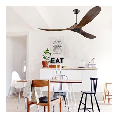  XSGDMN Ceiling Fan, Wooden Ceiling Fan without Lighting, Ceiling Fan with Remote Control and Quiet, It can be used in Humid Environments (152 cm / 60 Inch Brown Ceiling Fan)