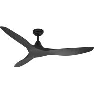 EGLO Portsea Ceiling Fan, 3 Blades Fan with Remote Control, Timer and Summer Winter Operation, ABS Plastic in Matte Black, DC Motor, Quiet, Diameter 132 cm