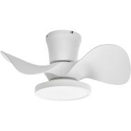 ocioc White Ceiling Fan, Small, 55.88 cm Ceiling Fans with Lighting, Quiet Ceiling Fan with Remote Control for Bedroom, Ceiling Light with Fan
