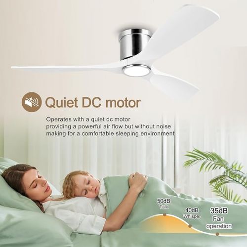  OFANTOP Ceiling Fan White with Lighting and Remote Control, 132 cm Ceiling Fan, 6 Speeds, Quiet Ceiling Fan Compatible with Alexa/Google Home