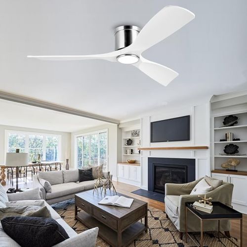  OFANTOP Ceiling Fan White with Lighting and Remote Control, 132 cm Ceiling Fan, 6 Speeds, Quiet Ceiling Fan Compatible with Alexa/Google Home