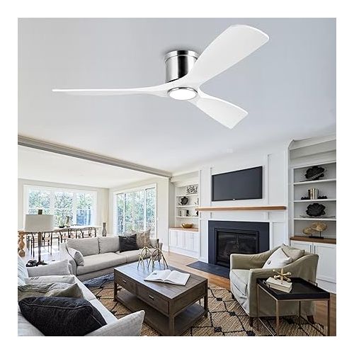  OFANTOP Ceiling Fan White with Lighting and Remote Control, 132 cm Ceiling Fan, 6 Speeds, Quiet Ceiling Fan Compatible with Alexa/Google Home