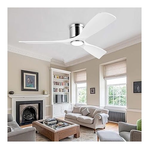  OFANTOP Ceiling Fan White with Lighting and Remote Control, 132 cm Ceiling Fan, 6 Speeds, Quiet Ceiling Fan Compatible with Alexa/Google Home