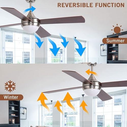  Ovlaim 122 cm Ceiling Fan with Dimmable LED Lighting and Remote Control, 3 Colour Temperatures & 6 Wind Speeds, Energy-Saving DC Motor, Ultra Quiet Brown