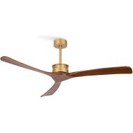 CREATE Ceiling Fan Gold Dark Wood Wings with Remote Control XL 40 W Quiet Diameter 152 cm 6 Speeds Timer DC Motor Summer Winter Operation