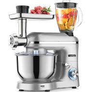 Homlee 3 in 1 Universal Food Processor 1800 W Multifunctional Kneading Machine 6-Level Speed Mixer, with Mincer, 1.5 L Juicer, 5.5 L Stainless Steel Bowl