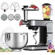 Homelux SC-667C Food Processor 2500 W Kneading Machine, 12 L Food Processor, Dough Machine, 6 Speeds, Includes 6-Piece Patisserie Set and Splash Guard, 6 Speeds with Stainless Steel Bowl