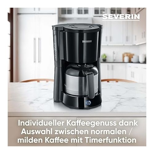  SEVERIN KA 4835 Type Coffee Machine with Thermal Jug, Aromatic, Fast and Quiet Brewed Coffee with Coffee Maker for up to 10 Cups, Filter Coffee Machine, Black,