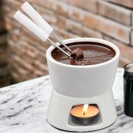 MIJOMA Mini Chocolate Fondue Set - Discover Pure Chocolate Enjoyment - Trendy & Stylish Design in White, Includes 2 Fondue Forks - Ideal for Biscuits & Fruits, Ceramic, 10 x 9 x 6 cm