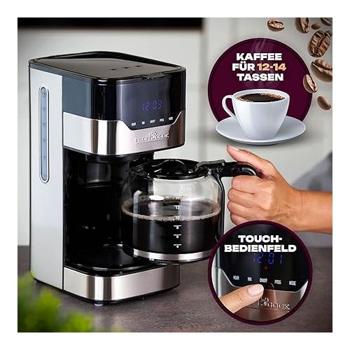  ProfiCook® Coffee Machine | For 12-14 Cups of Coffee | Filter Coffee Machine with 3 Electric Aroma Levels | Coffee Machine with Sensor Touch Control & Filter Insert | Stainless Steel Housing | PC-KA