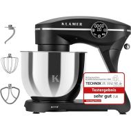 KLAMER Food Processor 1800 W, Kneading Machine with 6 Litre Stainless Steel Bowl, 10 Speed Levels with Timer, Whisk, Dough Hook, Whisk and Splash Guard