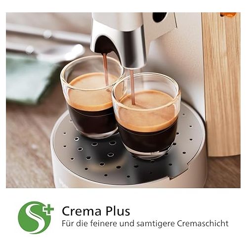  Philips Senseo Select Kaffeepadmaschine - Intensitat Plus, Memo-Funktion fur 3 Kaffeespezialitaten, Crema Plus, Umweltfreundliches Produkt mit 37% Biobasiertem Kunststoff, Seidenweiß (CSA240/05)