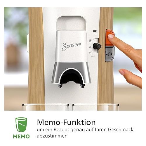  Philips Senseo Select Kaffeepadmaschine - Intensitat Plus, Memo-Funktion fur 3 Kaffeespezialitaten, Crema Plus, Umweltfreundliches Produkt mit 37% Biobasiertem Kunststoff, Seidenweiß (CSA240/05)