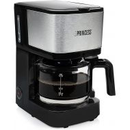 Princess Filter Coffee Machine - 0.75 Litre Glass Jug, 8 Cups, Stainless Steel with Permanent Filter, 600 Watt, 246030, Black, Silver