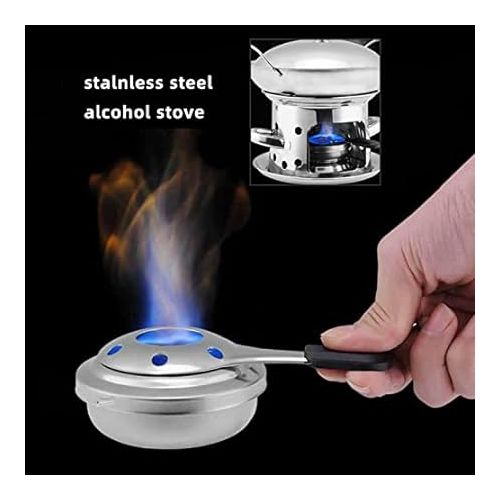  Pack of 2 Fondue Burners, Pot Burners, Paste Burners, Stainless Steel, Portable, Windproof, Alcohol Stove Burners, Fondue Accessories, Mini Chocolate Cheese Fondue Set, Alcohol Cooker for Hot Pot, Dry Pot Cuisine, Buffet