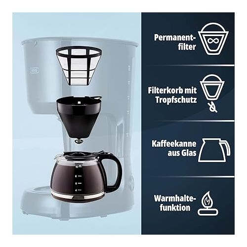  KHG Coffee Machine KA-128S in Black, Filter Coffee Machine, Includes Glass Jug, Permanent Filter, Warming Function, Automatic Shut-Off & Drip Stop, Black, 1.25 Litres, 10 Cups, 750 Watt
