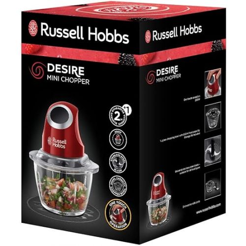  Russell Hobbs 24730-56 Desire Food Processor, 2 Speed Levels, Pulse/Ice Crush Function, Red/Black