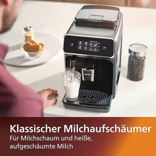  Philips 2200 Series EP2220/10 Fully Automatic Coffee Machine, 2 Coffee Specialities, Black/Brushed