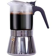 Espresso Maker Classic Italian Percolator Moka Pot 360 ml - Luxury Crystal Glass and Stainless Steel