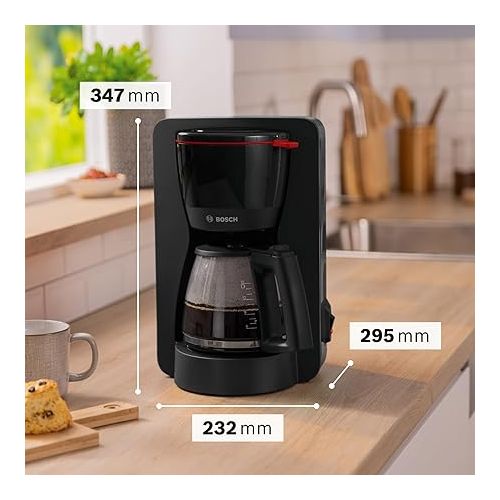  Bosch MyMoment TKA2M113 Filter Coffee Machine, Glass Jug 1.25 L, for 10-15 Cups, 40 Minute Warming Function, Drip Stop, Swivelling Filter Carrier, Removable Water Tank, 1200 Watt, Matte Black