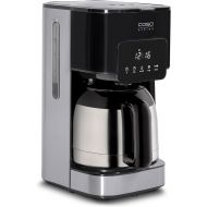 Caso Coffee Taste and Style Thermo Coffee Machine with Permanent Filter, 1.2 L, Optimal Brewing Temperature 92-96 °C, Drip Stop, Optimised Brewing Head, Insulated Jug, Stainless Steel, Black, 1847, 10