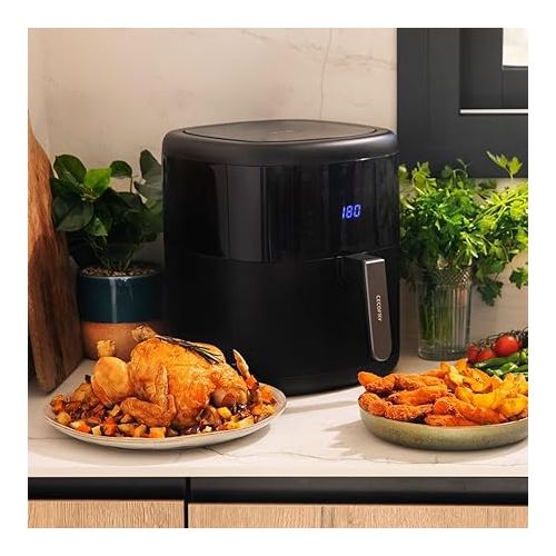  Cecotec Heißluftfritteuse ohne Ol, 6 L Cecofry Bombastik 6000. 1700 W, PerfectCook-Technologie, Einstellbare Temperatur und Zeit, Touch-Steuerung, 12 Modi, Timer