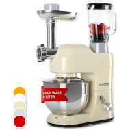 Klarstein Kneading Machine Food Processor with Meat Grinder, 2000 W Small Dough Machine, 6 Levels, Whisk Mixing & Dough Hook, Planetary Mixer, Mixing Machine with Mixer, Food Processors with 5 L Bowl